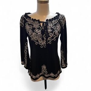 Lauren Michelle top with silver embroidery‎